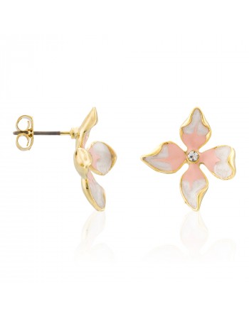 Boucles d'oreilles Edenia Cardamine des Près Rose Laiton doré Collection Fleurs