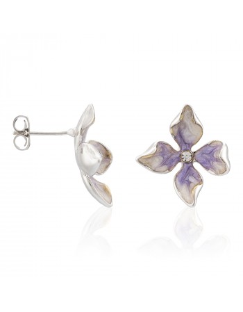 Boucles d'oreilles Edenia Cardamine des Près Bleu Laiton Collection Fleurs