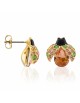 Boucles d'oreilles Edenia Lady Bird Orange Jaune Laiton doré Collection Coccinelle