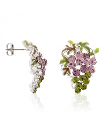 Boucles d'oreilles Edenia Saison des Vendanges Violet Vert Laiton Collection Fleurs