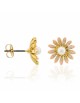 Boucles d'oreilles Edenia Aster du Bonheur Rose Laiton doré Collection Fleurs