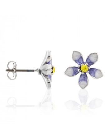 Boucles d'oreilles Edenia Violette d'Amour Bleu Laiton Collection Fleurs