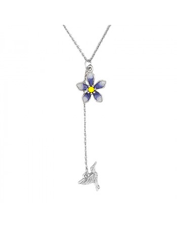 Collier Edenia Violette d'Amour Bleu Laiton Collection Fleurs