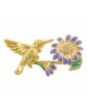 Bague ajustable Edenia Chant du Rossignol Rose Laiton doré Collection Oiseau