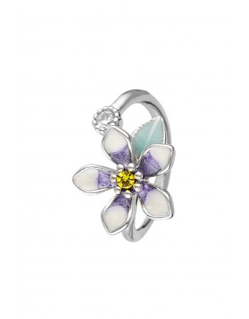 Bague ajustable Edenia Violette d'Amour Bleu Laiton Collection Fleurs